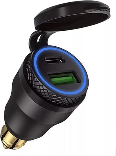 12V USB-C-adapter, DIN-stekker - opladeradapter - snelladen - behuizing van aluminiumlegering