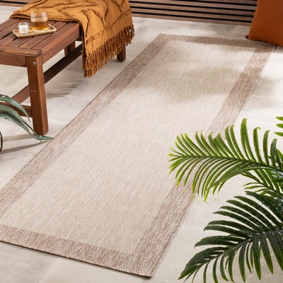 Fraai In- & Outdoor loper - Sierra Border Creme/Beige - 80x180cm