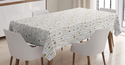 ABAKUHAUS Feesttafelkleed – Satijn 140x240 cm – Crème Sterren, binnen/buiten