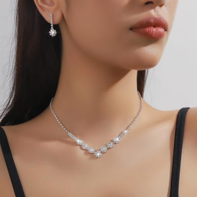 Dames Trendy Koperen Klauwketting Kegel Ketting Oorbellen Armband Ring Sieradenset Bruiloft Banket Feest Vakantiegeschenk brown