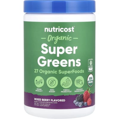 Nutricost, Super Aliments Verts Biologiques, Saveur Baies Mélangées, 11,8 oz (330 g)