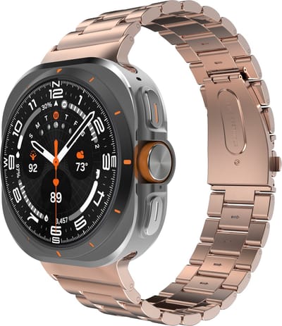 Cazy horlogebandje geschikt voor Samsung Galaxy Watch Bandje (PrimeSteel) - Smartwatchbandjes (+Horloge inkortset) - Universeel bandje geschikt voor Samsung Galaxy Watch Ultra (2024 / 2025) - Rose Goud