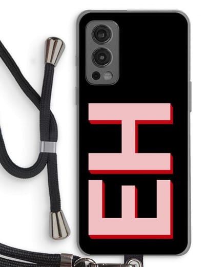 Gepersonaliseerd - Case Company® - Hoesje met koord geschikt voor OnePlus Nord 2 5G hoesje met Koord - Monogram - Telefoonhoesje met Zwart Koord - Bescherming aan alle Kanten en Over de Schermrand