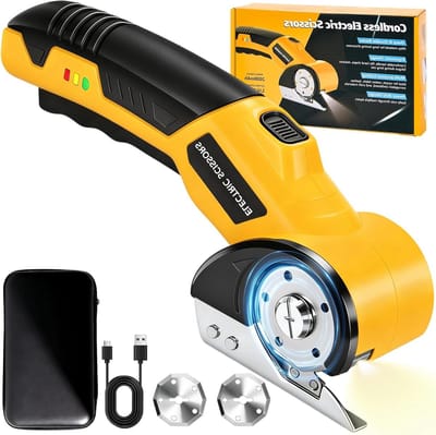 Elektrische Schaar - Draadloze Cutter - Materiaal Snel Snijden - Dubbel Veiligheidssysteem - 3.6 Volt - Geel