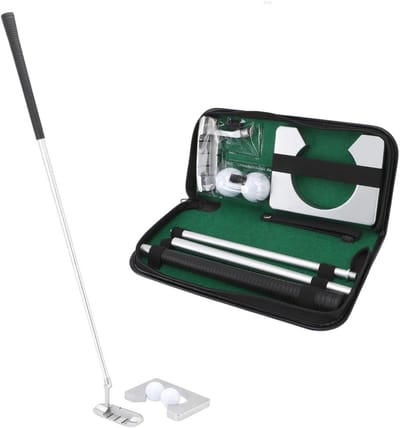 NTH products- Putter Set - Indoor Golfputter - Oefenapparatuur - Zinklegering/Aluminiumlegering - Inclusief 2 Golfballen - Opbergtas - Realistische Putting Ervaring - Golfset