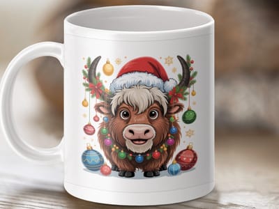 Mok Kerst Yak Mok, Feestelijke Dier Mok, Grappige Vakantie Mok, Kerst Decor Mok, Unieke Kerstcadeau Ideeën, Nieuwjaar Mok