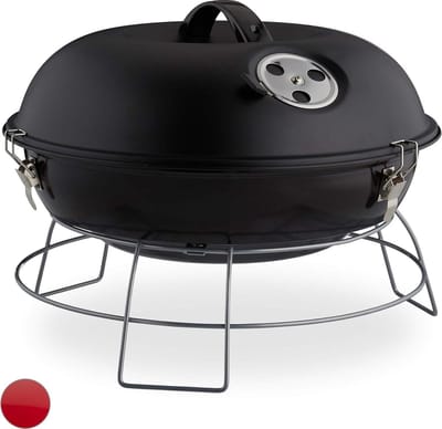 Kogelbarbecue draagbaar met deksel fijne bbq picknickbarbecue groot oppervlak houtskolen Ø36cm zwart Barbecue