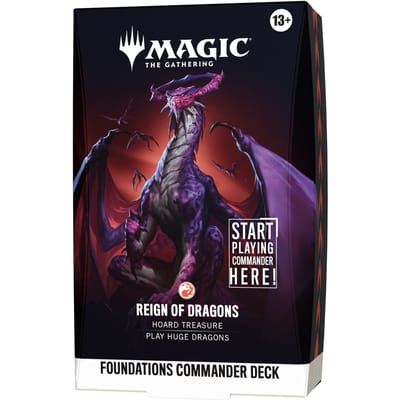 Magic: The Gathering Foundations Commander Deck - Reign of Dragons | 100-Card Starter Commander Deck + Accessories