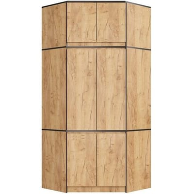 Hoekkledingkast S100 met Opzetstuk / AKORD Furniture Factory / Craft Eik / 100 x 235 x 50 cm