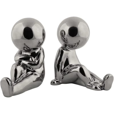 Present Time Ornament Joey - Zilver - 17.3x10.9x17.2cm - Scandinavisch - Keramiek