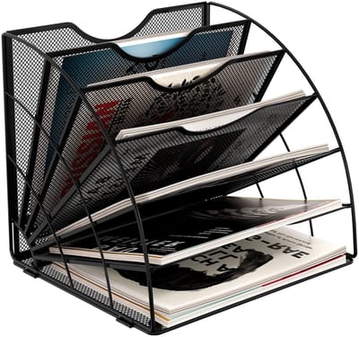 Store_8 - Waaierformige Bureau Organizer - Documenten Sorteren - Stijlvol Design - Zwart - Tijdschrift Houder - Perfect voor Kantoor en Thuis