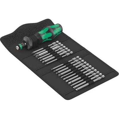 Wera Kompakt Turbo Imperial 1 05057483001 Bitset 19-delig 1/4 (6,3 mm) Incl. bithouder en schroevendraaier, Incl. momentadapter, Snelle wisselhouder,