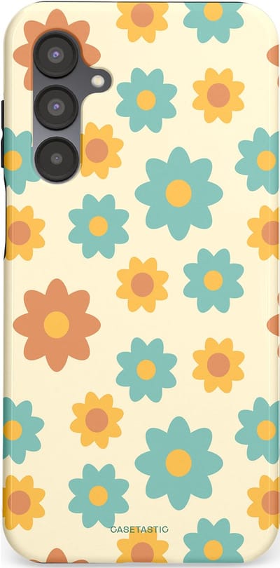 Casetastic hoesje geschikt voor Samsung Galaxy A16 - Dubbellaagse bescherming - Retro bloei - Fashion Case - Crème Mintgroen Goud Perzik