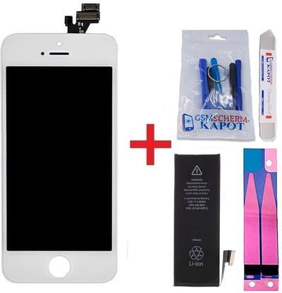 LCD Scherm + Batterij Geschikt voor iPhone 5 – Premium – Wit