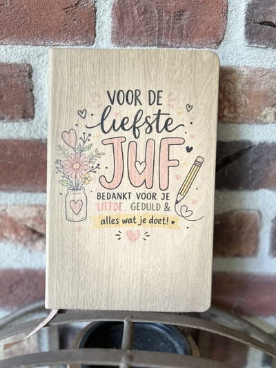 Creaties van hier - Schrift houtlook Voor de liefste juf - einde schooljaar - juf bedankt