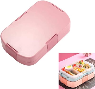 KZQ Magnetronbestendige lunchbox bento box met meerdere vakken herbruikbaar voedselcontainer voor werk school en reizen roze