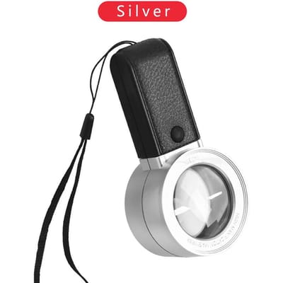 30X vergrootglas met LED UV-licht Professionele dubbele laag optische glazen lens Handheld vergrootglas Sieradenloep voor senioren zilver