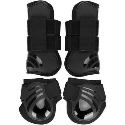 2 Paires Bottes Élastiques pour Cheval Épaisses PU Avant Arrière Bottes Protecteurs de Jambes pour Entraînement Saut L 120x60x0.3cm / 47.2x23.6x0.1in