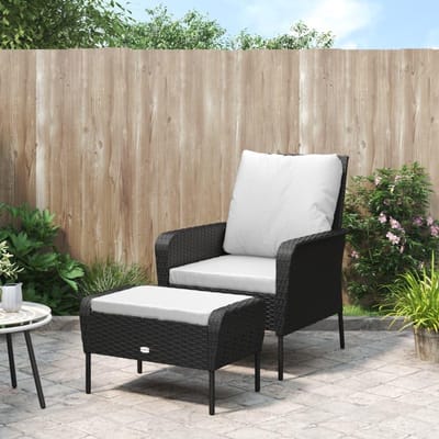 Tuinstoel met voetenbank - Loungestoel buiten - Genieten van de tuin - Weerbestendig PE-rotan