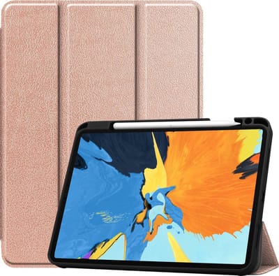Hoes - Geschikt voor Apple iPad Pro (2020) - 11 inch - Dun & Stevig - Trifold Bookcase - Hard Cover Case - Met Uitsparing Geschikt voor Apple Pencil - Hardcover Book - Tablet Hoesje - Rosé goud