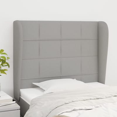 vidaXL - Hoofdbord - met - randen - 83x23x118/128 - cm - stof - lichtgrijs
