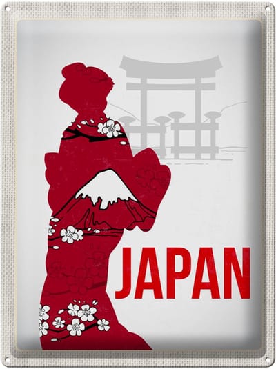Blechschild Reise 30x40cm Japan Asien Traditioneller Kimono Kleid