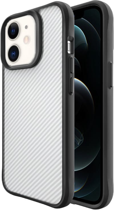 Smartphonica Carbon Fiber Hoesje voor iPhone 12/12 Pro - Transparant geschikt voor iPhone 12;iPhone 12 Pro