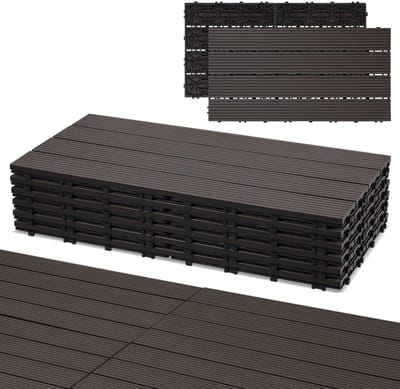 WPC Terrastegels - Houtlook Tegels - Buiten Leven - Waterafstotend - 30 x 60 cm - Koffie