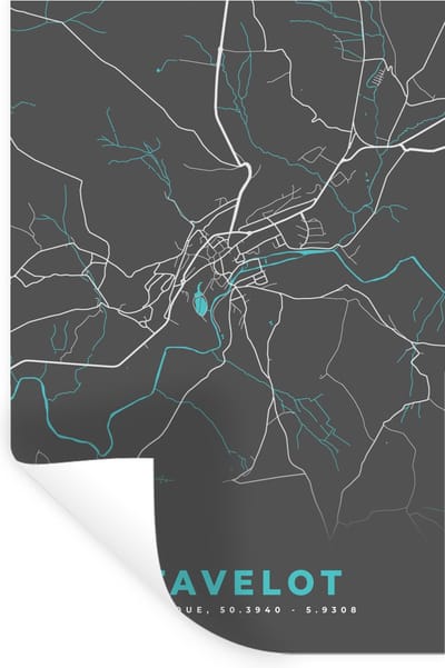 Muurstickers - Sticker Folie - Stadskaart – Grijs - Kaart – Stavelot – België – Plattegrond - 20x30 cm - Plakfolie - Muurstickers Kinderkamer - Zelfklevend Behang - Zelfklevend behangpapier - Stickerfolie