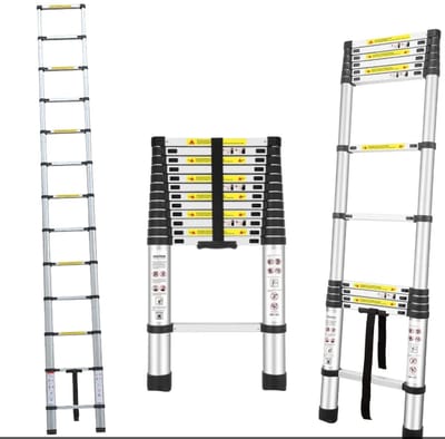 HMWR Aluminium telescopische ladder met antislip voet - 3,8M