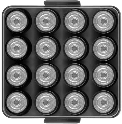 Batterij Organizer - Opbergdoos Batterijen - Veilig Opbergen - Transparant Beschermend - 16 C Batterijen - Zwart