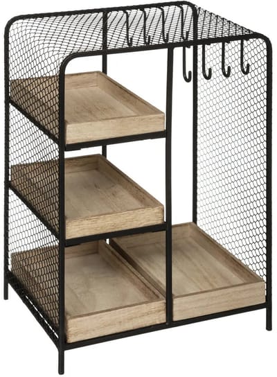 Atmosphera Sieraden rekje Graceland - 20 x 15 x 28 cm - Juwelen rekje - met vakjes/haakjes - metaal/hout