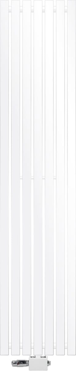 Badkamer radiator middenaansluiting 370x1800 mm wit met universele thermostaatkraan LuxeBath