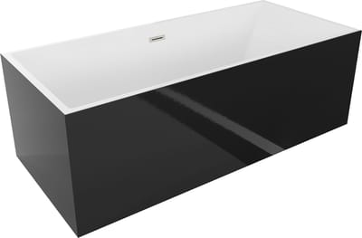 Mexen Vigo vrijstaande badkuip 178,5 x 80 , wit/zwart, overloop geborsteld nikkel - 51251788075-97