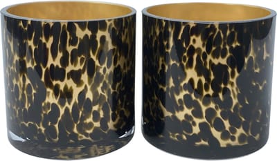 Cheetah - Theelichthouders - Waxinelichthouders - Set Van 2 - 12cm x Ø12cm - Glas