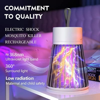Oplaadbare USB Muggenverdelger met Ophanglus, UV-Licht Elektrische Insectenvanger zonder Giftige Stoffen, Stille Insectenlamp voor Binnen en Buiten, Geschikt voor Baby en Zwangere Vrouwen