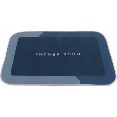 Tapis de Bain Moderne Absorbant Séchage Rapide Tapis de Bain Porte d'Entrée Antidérapant Gris Clair Ellipse Square bleu foncé