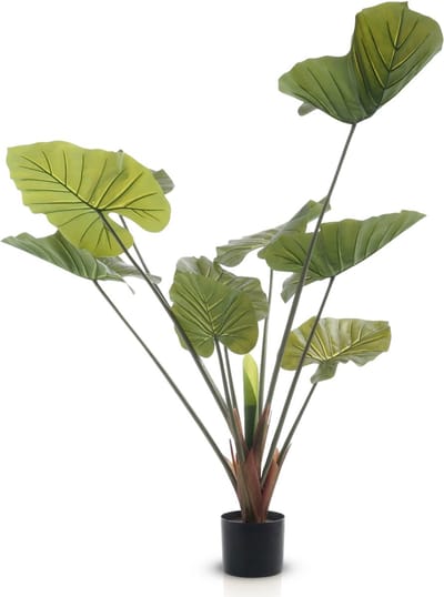 Meisterhome® Kunst Alocasia 120 cm – Olifantsoor Kunstplant – Realistisch Groen – Inclusief Pot – Grote Tropische Kamerplant
