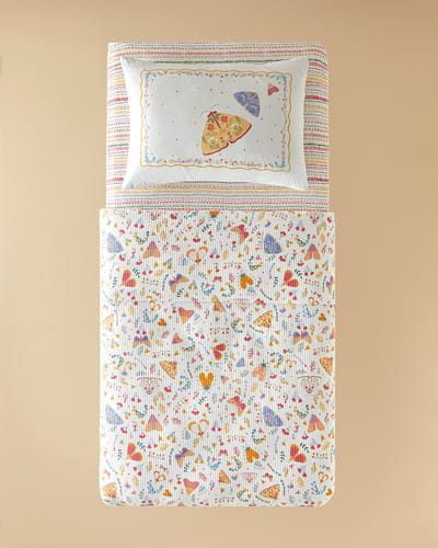 English Home - Zomerdekenset - Spring Shine -Kinder zomerdekenset - Incl 1x Kussensloop- Incl. Hoeslaken - 100x200 - 100% Katoen - 150x220 cm - Kleurrijk