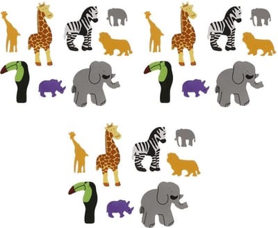 96x Foam safari dieren knutselen materiaal voor kinderen - zelfklevende hobby artikelen - 3-7 cm per dier