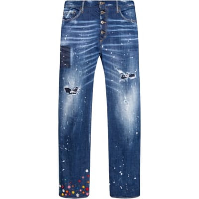 Dsquared2 Roadie Jean Bloemenpatroon Blauwe Jeans