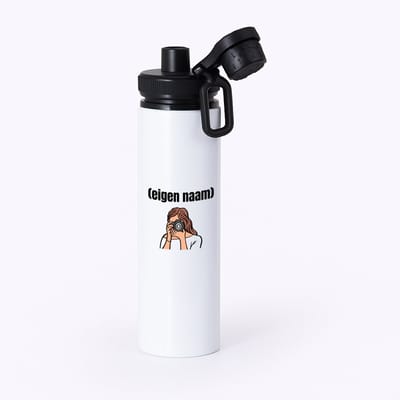 Hacebo® - fotograaf vrouw met eigen naam waterfles met draaidop zwart - Fotograaf - fotografen - leuk cadeau voor iemand die houd van foto's maken - cadeau - kado - water fles - 850ML