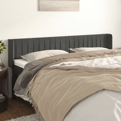 vidaXL - Hoofdbord - met - randen - 163x16x78/88 - cm - fluweel - donkergrijs