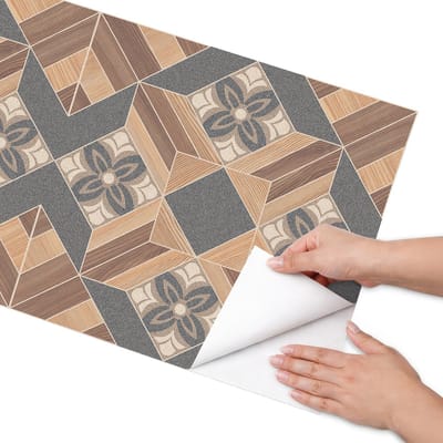 Coloray Meubel Wrap Folie - Grijs Meubelfolie - 50x100 cm - Decoratiefolie Zelfklevend Geometrische ornamenten - Meubelfolie Zelfklevend - Geometrische Meubelfolie - Wrapfolie Keuken - Wanddecoratie - Achtergronden en patronen