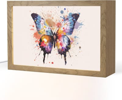 Nachtlampje 30x20 cm - Kinder lampje - Vlinder - Roze - Verf - Kleurrijk - Tafellamp kinderkamer - Slaapkamer lamp - Bedlamp kinderen - Kinderlampje stopcontact - Wandlamp babykamer - Nachtlampjes