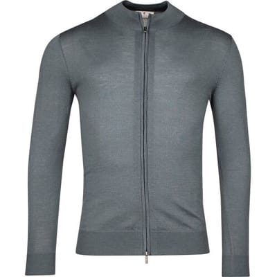 Thomas Maine Vest Fine Merino Cardigan Zip Single Knit Grijsblauw / male