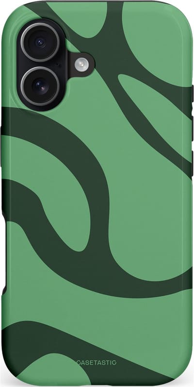 Casetastic hoesje geschikt voor Apple iPhone 17 - MagSafe - Dubbellaagse bescherming - Khakigroene Bos Blobs - Fashion Case - Saliegroen Donkergrijs
