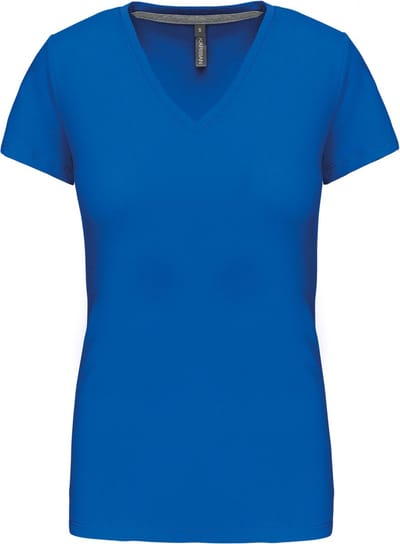 Kariban Dames T-shirt V-hals Korte Mouwen K381 - Light Royal Blue - M
