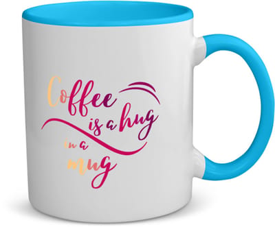 Akyol - coffee is a hug, i am a mug koffiemok - theemok - blauw - Koffie - iemand die houdt van koffie - koffie liefhebbers - quote - verjaardagscadeau - cadeau - kado - gift - geschenk - verrassing - 350 ML inhoud
