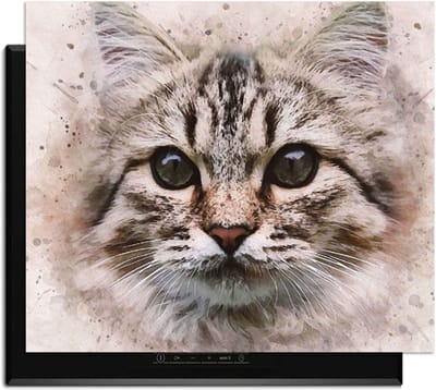 KitchenArt - Majestic Cat - Inductie Beschermer - 65x52 cm - Kookplaat Beschermer - Luxe Afdekplaat Inductieplaat - Anti-slip & Oprolbaar - Beschermmat Inductiekookplaat